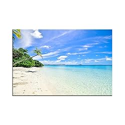 Seaside Landscape Canvas Wall Art Blue Sky And