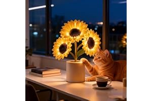 Shimmering Sunflower Lamp,3 Level Dimming,3 Warm LED Lights, Emits an Enchanting Golden Light Ambient Home Decor,USB Charging