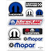 Mopar Logo Sticker Sheet &ndash; 6 x 8 Inch Vinyl Decals, Direct Connection &amp; Omega Logos, Made in USA