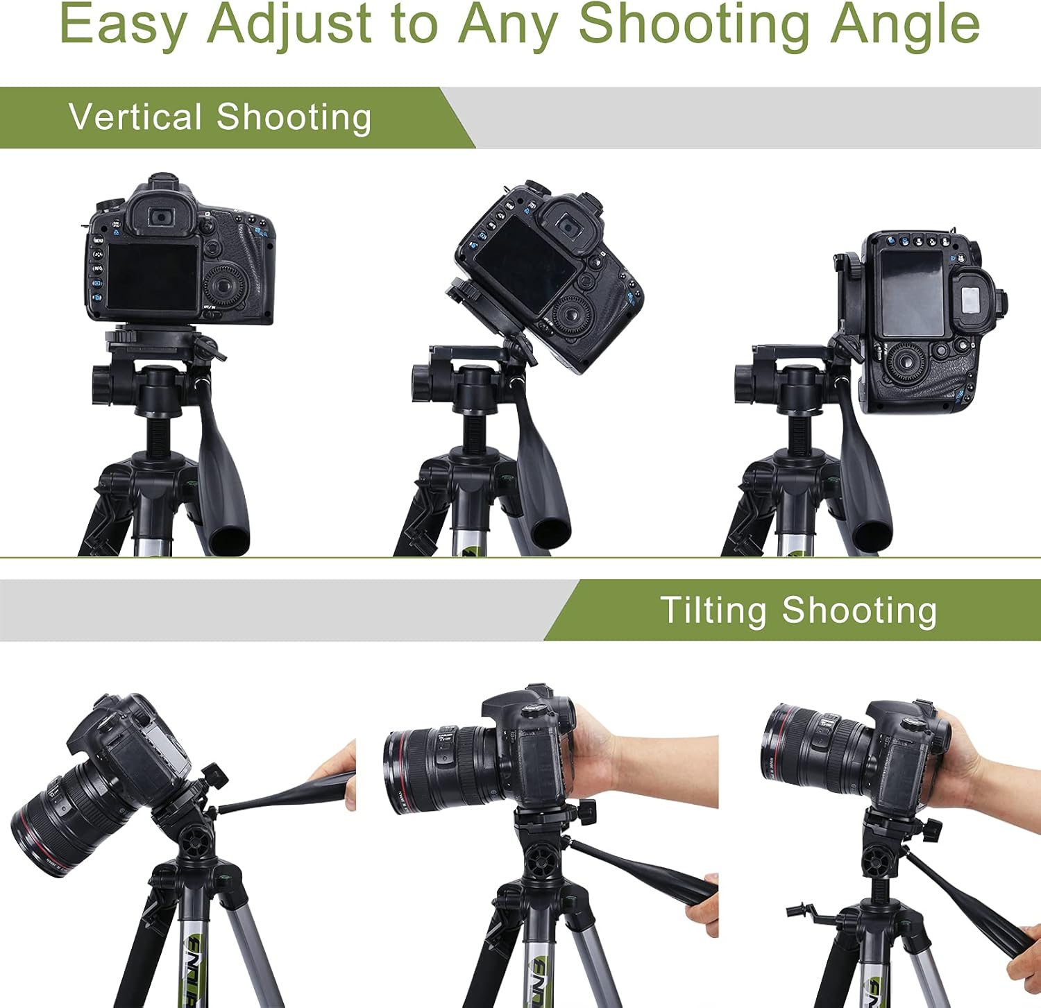 Endurax 66" Video Camera Tripod Compatible with Canon Nikon Lightweight Aluminum Travel DSLR Camera Stand with Universal Phone Holder Mount and Carry Bag : Camera & Photo