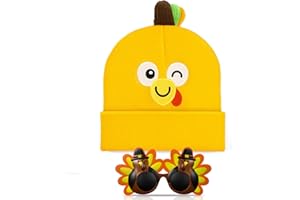LIITRSH 2 Pcs Thanksgiving Turkey Hat and Glasses Set, Funny Turkey Trot Costume Accessories for Fall Races, Parties and Photo Props