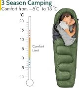 Trail Outdoor Kids Sleeping Bag Mummy 3 Season 170cm Khaki with Rucksack view 3