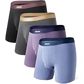 Separatec Mens Seamless Waistband Boxer Briefs Rayon Made from Bamboo Soft Breathable Underwear for Men 4 Pack