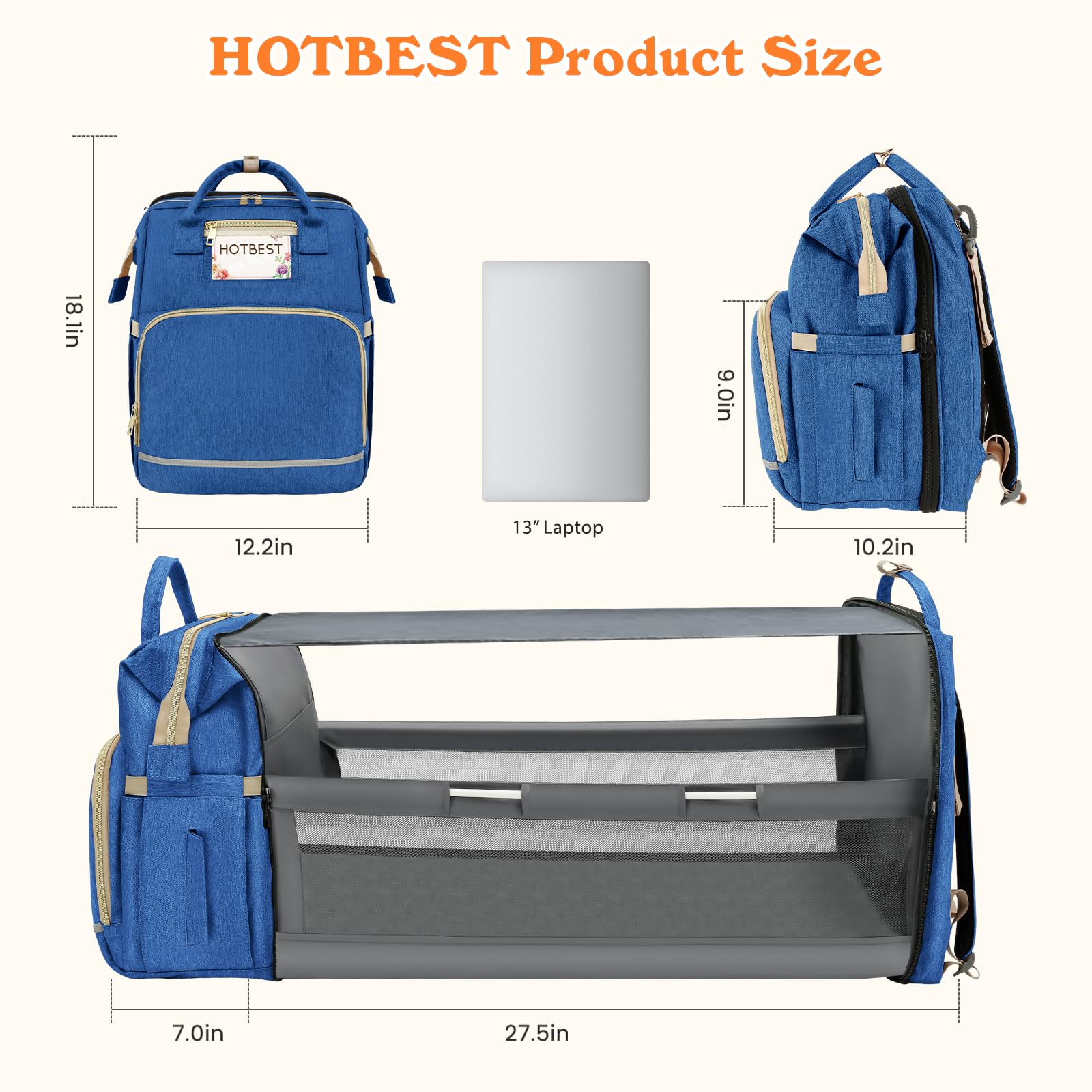 HOTBEST Diaper Bag Backpack, Haze Blue, Large