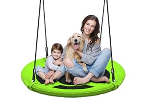 HISECOME 40 Inch Green Saucer Tree Swing Set for Kids Adults 500lb Weight Capacity Waterproof Flying Swing Seat Outdoor Playground, Backyard