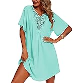 Supnier Women's Bathing Suit Cover Up Dress Lace Crochet V Neck Summer Beach Bikini Swimsuit Coverup