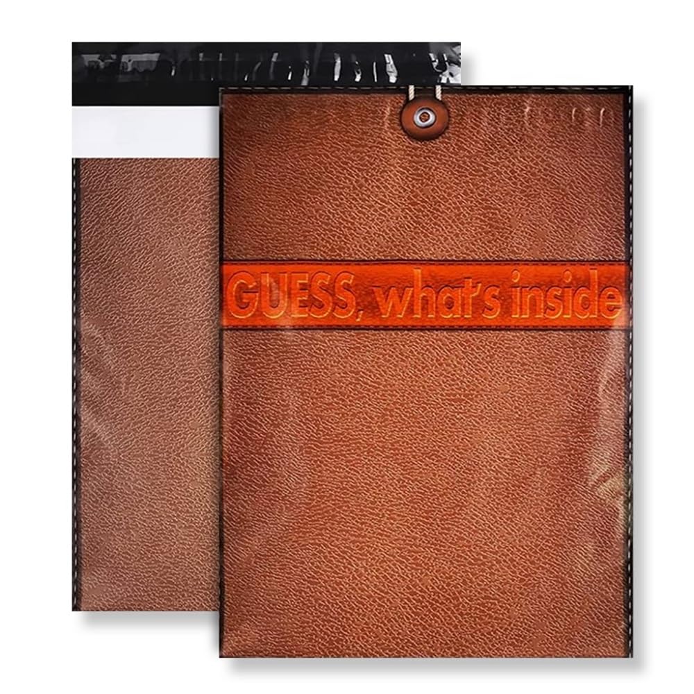 Designer Poly Mailer Bag Mailing Postal Bags Gifts Shipping Wrapping Design Pattern Envelope for Mail [Pack of 100](10 x 13 Inch,Leather File)