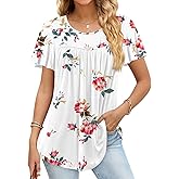 Anymiss Women's 2026 Spring Summer Tunic Tops Short Sleeve Loose Fit Shirts for Leggings Size M-3XL