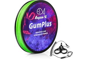 REGUM-U GumPlus 8X Fluorescent Green/Pink/Yellow Stealth Braided Fishing Line 150 Yards / 10-130 LB Abrasion Resistant Superline Zero Stretch & Smaller Diameter Confuse & Better in Freshwater