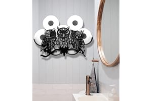 EUIROET Metal Owl Wall Toilet Paper Storage,Black Toilet Tissue Holder,Animal Decorative Metal Paper Holders,Cute Toilet Paper Storage for Bathrooms,Wall Toilet Paper Organizer Hold Extra 8 Rolls