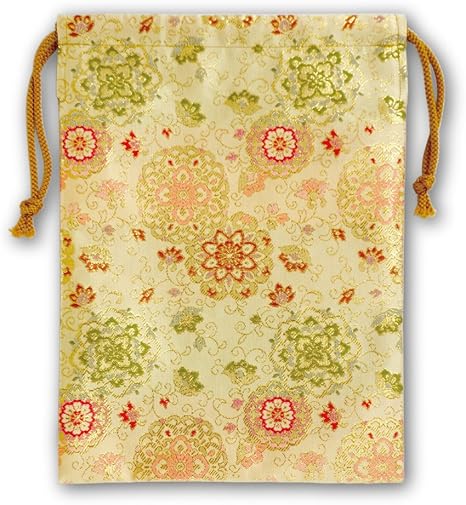 Amazon 金襴巾着 御朱印帳 納経帳 数珠等の仏具 着付け小物や貴重品の保管に美しい巾着袋 華紋唐草 金 数珠袋 オンライン通販