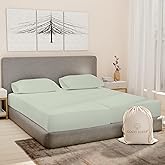 Good Sleep Bedding Split King Sheets Set - 100% Cotton, Egyptian Cotton, 5 Piece Set, 2 Fitted - 16" Deep Pocket, Sateen, Sage