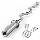 Olympic EZ Curl Barbell Bar, 47" EZ Curl Bar for Weight Lifting, Biceps, triceps, Back/Leg Muscle Group exercise,Chrome Curling Bar for 2 Inch Weight Plates,with 2 Spring Collars