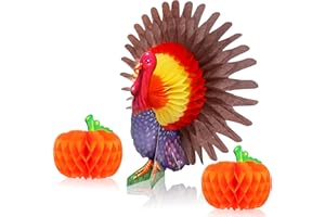 KatchOn, Thanksgiving Centerpieces for Tables – Pack of 3 | Pumpkin & Turkey Centerpieces for Tables | Thanksgiving Decorations for Table | Friendsgiving Party Decorations, Harvest Decorations