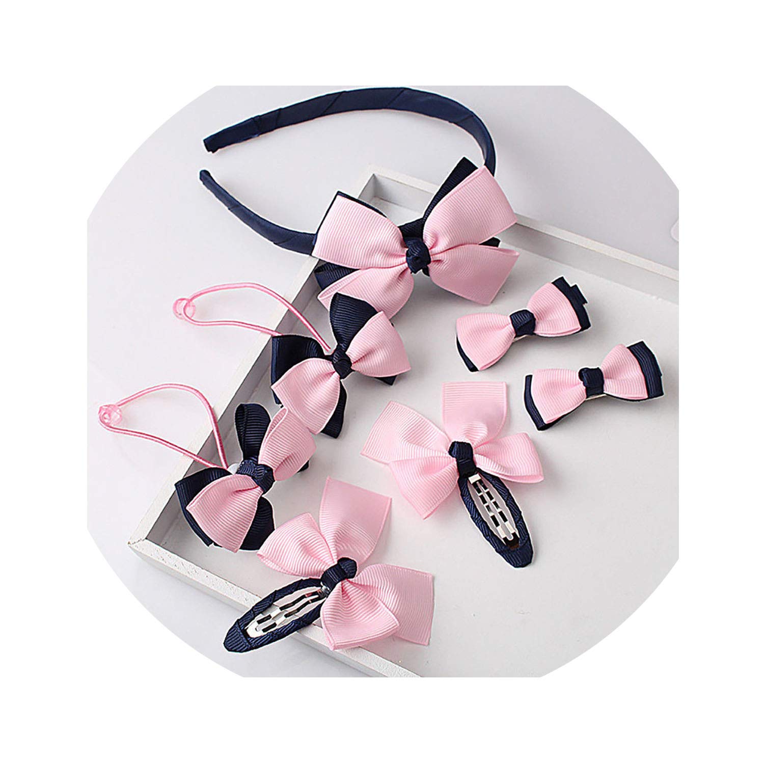Amazon Com 7pcs Set Colorful Bow Haiins Elastic Hair S Heads