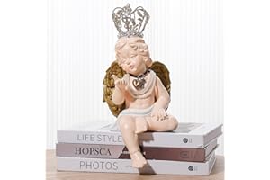 Kssiaz Baby Angel Statue, Waterproof Resin Angel Figurines Garden Decor, Wings Angel Sculpture Outdoor Patio Decor with Detachable Crown, Home Outdoor Decor for Door Table Centerpiece