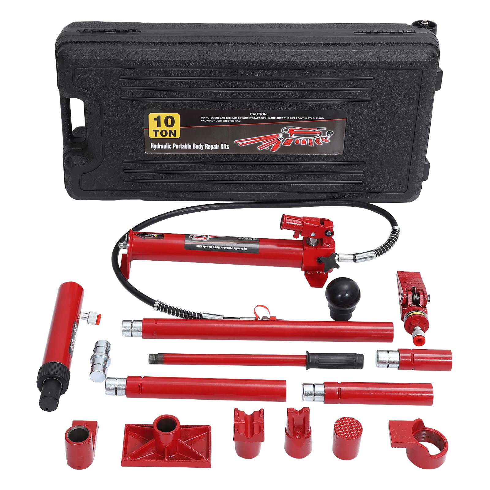 Photo 1 of **SELLING FOR PARTS AS PARTIAL SET**10 T Porta Power Hydraulic Jack Kit with Wheeled Storage Case, Hydraulic Ram Pump & 4.6 ft/1.4 m Oil Hose for Automotive, Garage, Farm, Heavy Equipment