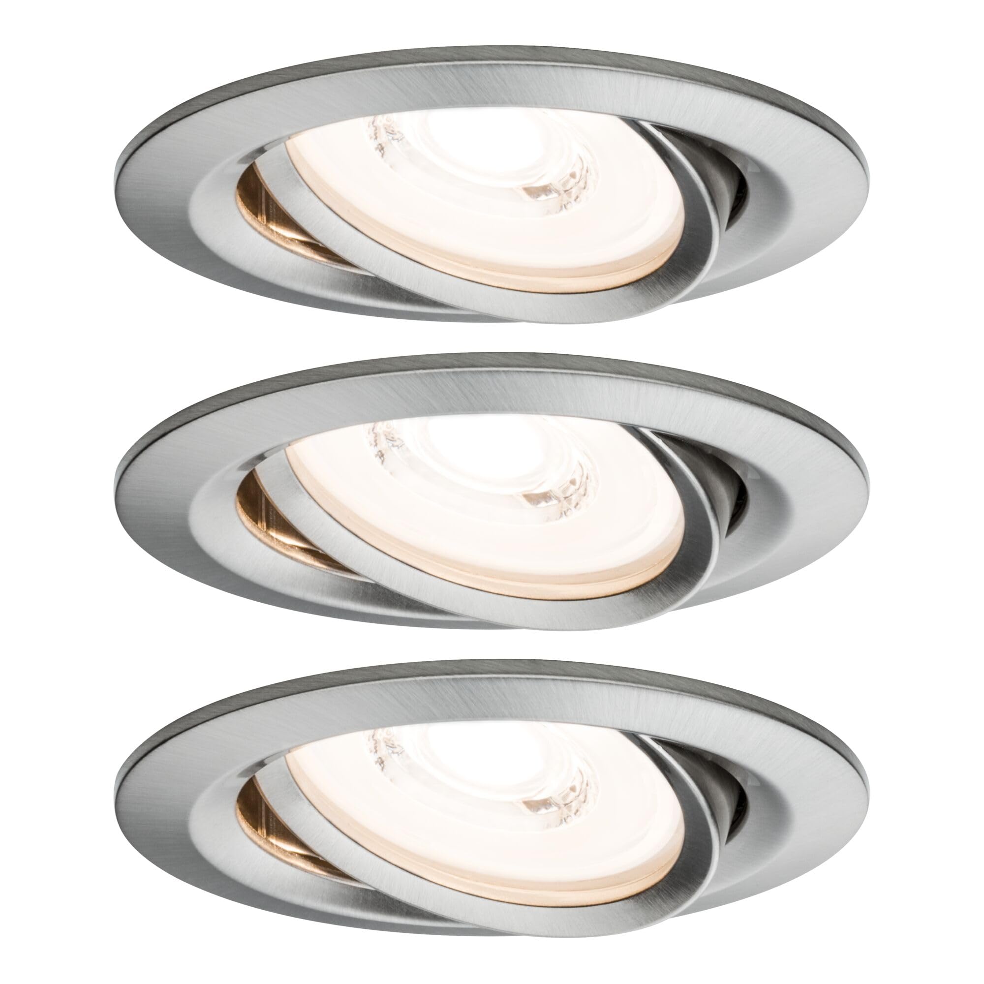 Paulmann 93944 LED Reflector Coin Flat Recessed Spotlight 3 x 6.8 W Iron dimmable and swiveling Accent Lighting Recessed Light, Aluminium, 6.8 W, Brushed