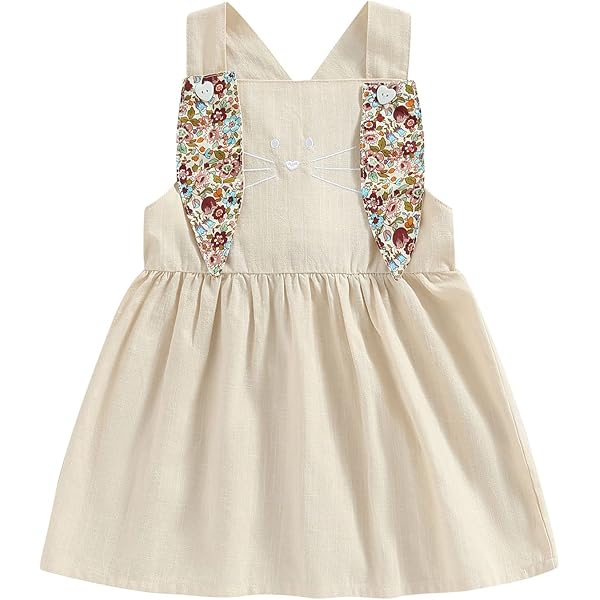 Toddler Girl Bunny Romper - Easter Outfit With Adjustable Straps, Cotton Blend Jumpsuit