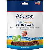 Aqueon Cichlid Food Color Enhancing 4.5 Ounces Color | Fish food pellets, 1.5 mm mini granules for South American, West African and carnivorous Rift Lake cichlids