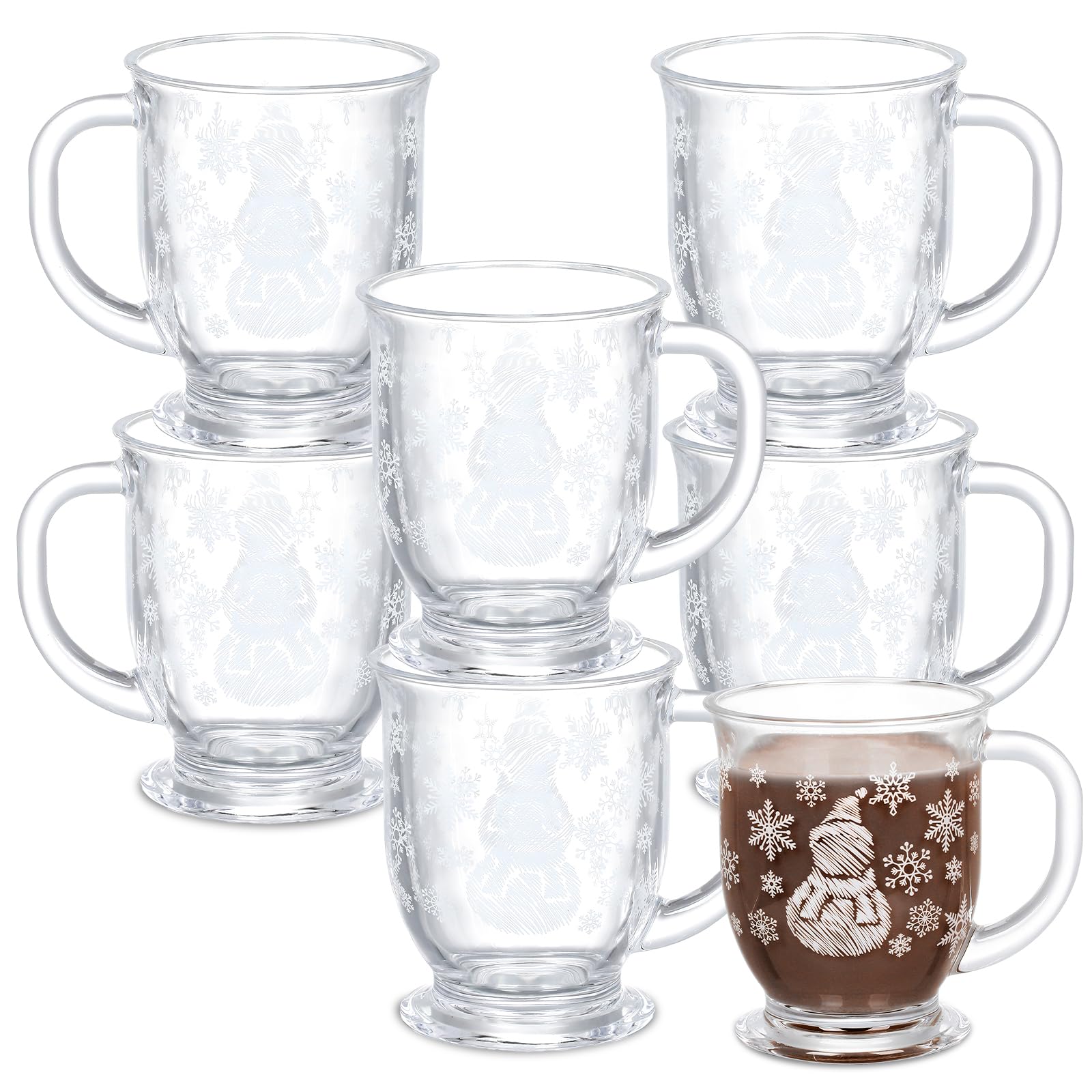 Photo 1 of *MISSING PARTS UNKNOWN*
Sliner 6 Pcs Snowman Mugs Coffee Mugs Winter Snowflake Glass Mug with Handle 15 oz Winter Holiday Clear Cups for Chocolate Cocoa Women Men Christmas Gift