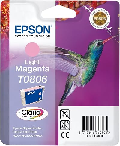 Epson T0806 Light Magenta Ink Cartridge Genuine for Stylus Photo R265 R360 RX560