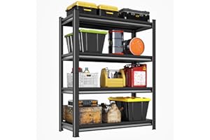 Huhaneon Garage Shelves Heavy Duty - 40''W 2,000Lbs Steel Metal Utility Storage Industrial Shelving Rack Units Adjustable for Warehouse Basement 40" W x 16" D x 66" H 4 Tier Black