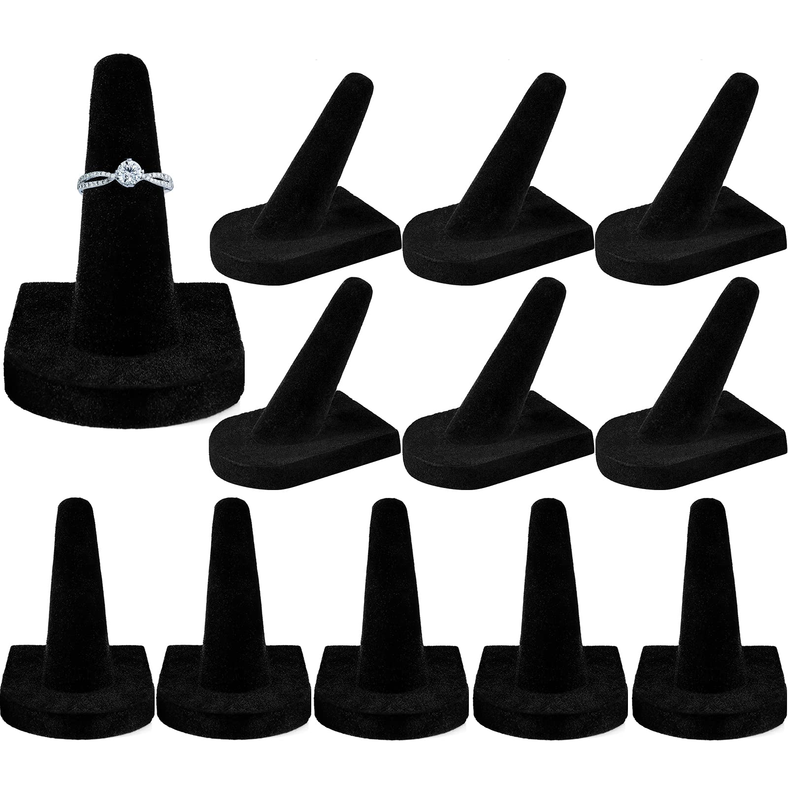 Photo 1 of Jetec Finger Ring Display Black Velvet Ring Storage Holder Black Velvet Drawer Jewelry Display Stands for Shows(12 Pieces)
