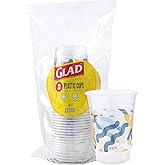 Glad Everyday Clear Plastic Cups with Abstract Print - Strong and Sturdy Cup for All Occasions, Holds 18 Ounces - 18 Ounce, 20 Count