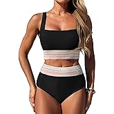 ZAFUL Women Bikini Swimsuits Swim Suits for Women 2025 Tummy Control Sporty High Waisted Bikini Two Piece Bathing Suit
