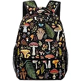 GNEW Vintage Bright Mushroom Backpack, Forest Leaf Daisy Butterfly Bookbag, Water Resistant Travel Laptop Backpack, Spacious and Durable Daypack for School and Travel, 16.5 Inch