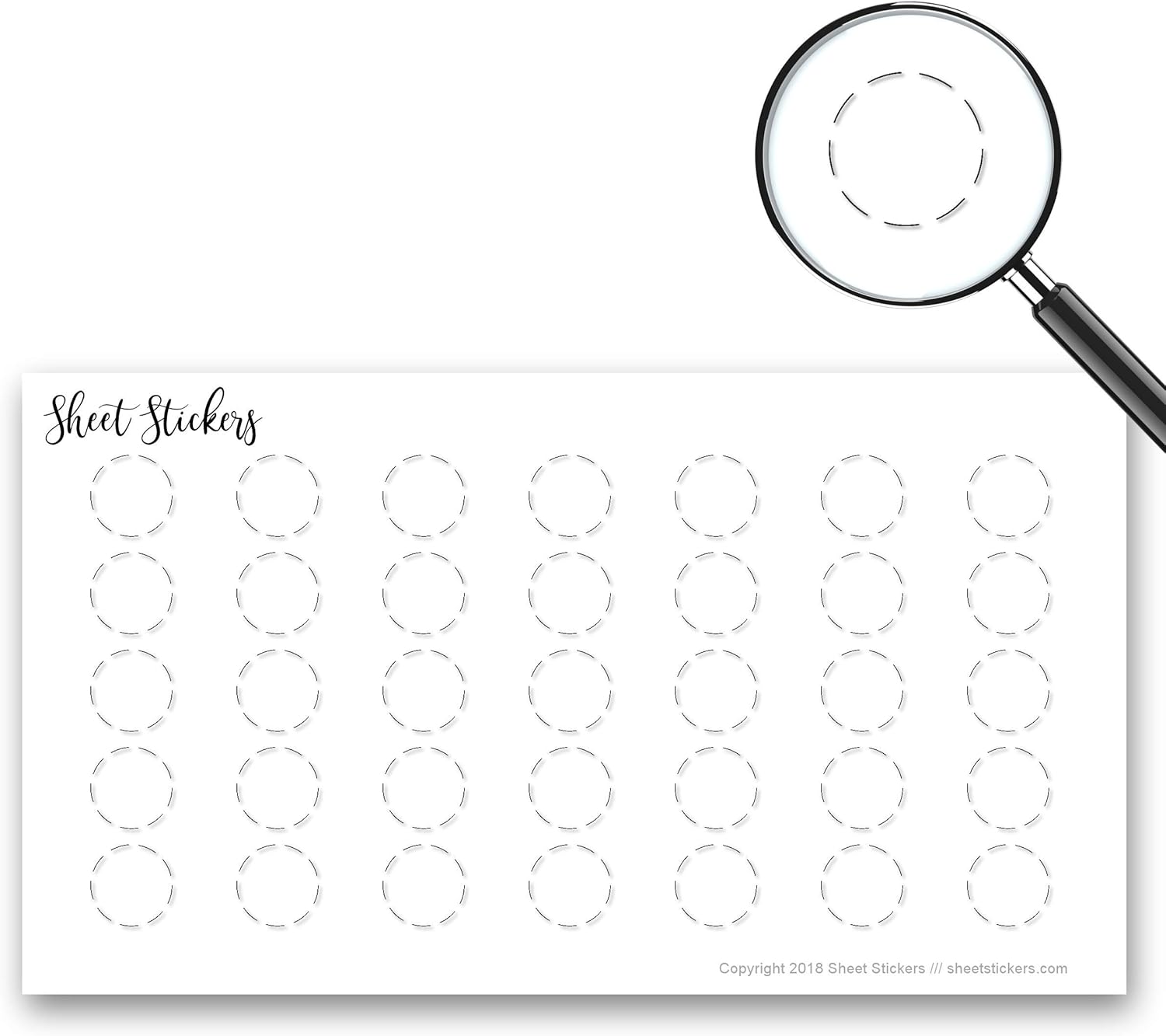 Dashed Circle Geometry Dashes Dash, Sticker Sheet 77 Small Bullet Stickers for Journal Planner Scrapbooks Bujo and Crafts, Item 695535