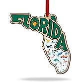 Florida Ornament, Florida Ornament for Car Hanging Decorations, State Souvenir, Holiday Decor, Home Decor Gifts, 3D Wooden Acrylic Cut Souvenir Ornaments Gift for Birthday Family Friends