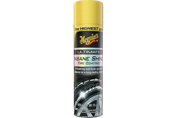 Meguiar's G190315 Ultimate Insane Shine Tire Coating, gives a Finish that Creates a Lasting Wet-Look for a Classic Black Shin