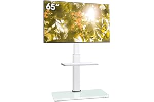 AOKCOS Floor TV Stand for 32-65" TVs, 60 Degree Swivel TV Base Stand with Tilting, 8 Level Height Adjustable Tall TV Mount Stand for Living Room/Bedroom, Holds up to 88 lbs, MAX VESA 400x400mm