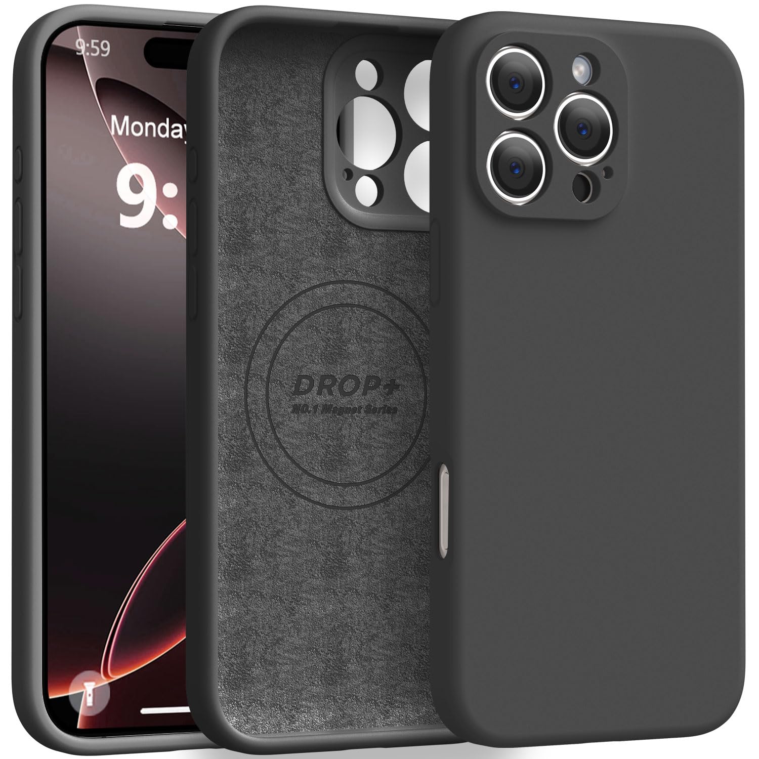 Photo 1 of Ktele Magnetic for iPhone 16 Pro Max Case [Compatible with Magsafe] [Premium Silicone Satin-Smooth Touch] Slim Shockproof Anti-Scratch Microfiber Lining Case, 6.9 inch, Black
