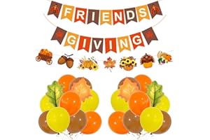 DECGOL 60Pcs Friendsgiving Decorations Banner Balloons for Friendsgiving Fall Home Thanksgiving Party Indoor outdoor Decor