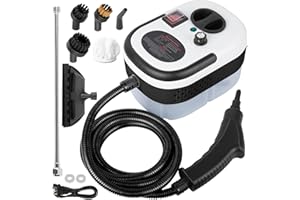 HCCTWOOW 1200ml Handheld Steam Cleaner,W/Brush Heads,High Temperature Steamer for Cleaning,2500W Portable Steam Cleaning for Home Use (BlackWhite-1200ml steam)