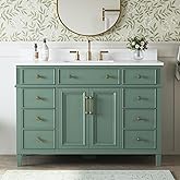 DELUXE LIVING 48" Bathroom Vanity with Sink, Sea Green Painted Vanity with Countertop & Backsplash, Stone top and Soft-Closin