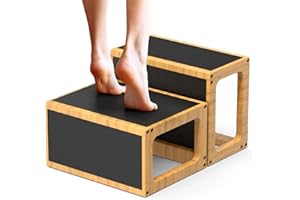 HAVEDAWN Wooden Step Stool for Adults, Heavy Duty 7" Wooden Beside Stepstool, One Step Stool with Safety Non-Slip Surface, Stable Toddler Stool for Bathroom Sink, High Beds, Bedroom, 1 Pcs