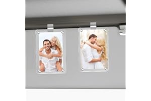 HINGTAI 2Pcs Car Picture Holder, Acrylic Magnetic Personalized Photo Holder Car Accessories Car Photo Holder Car Visor Clip, Personalized Car Picture Frame, Suitable for Adding Family or Personal Photos