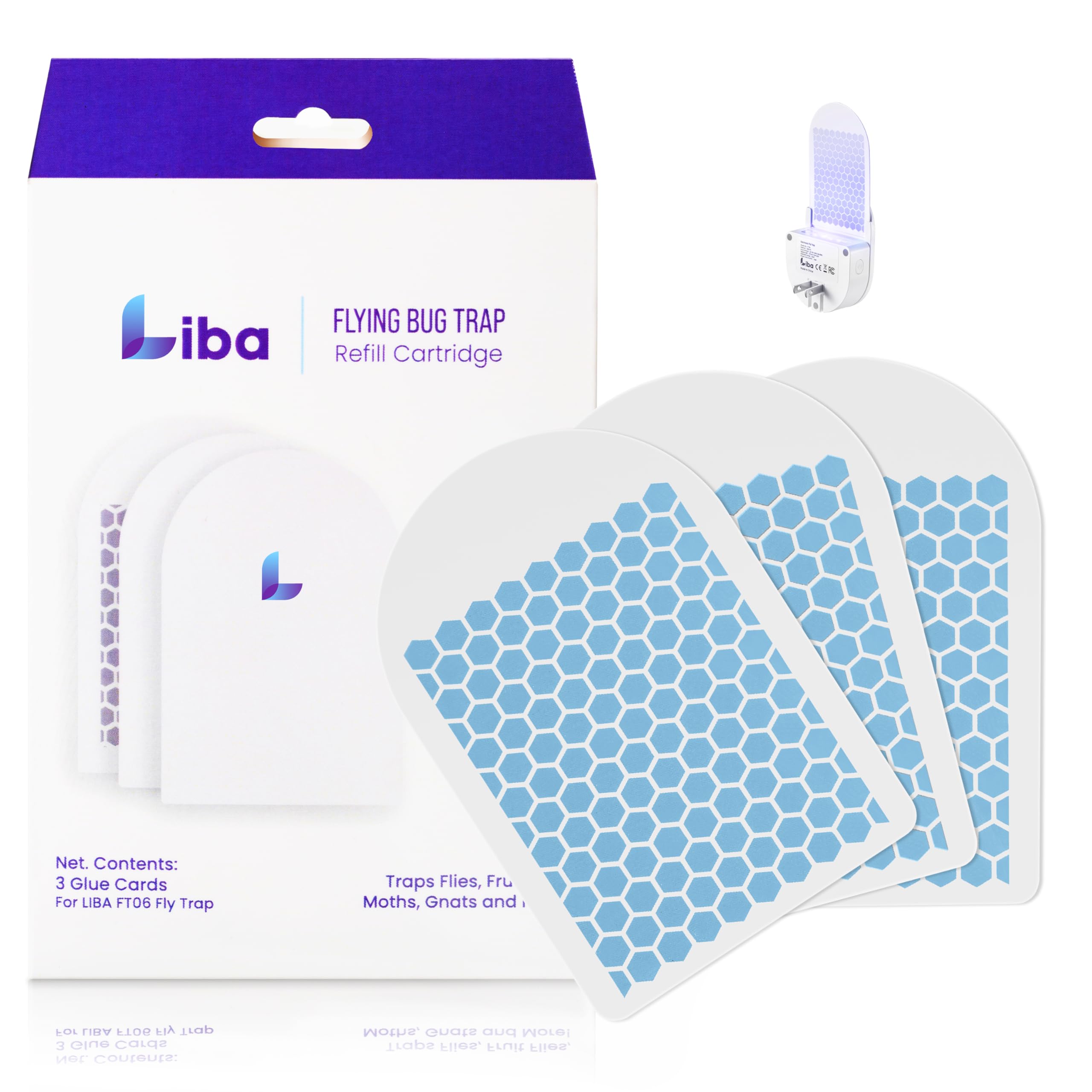 Photo 1 of LiBa 3 Pack Glue Card Refill for LiBa Flying Insect Trap, Fruit Fly Traps for Indoors, Gnat Traps for House Bug Light Trap Indoor Replacement Glue Boards