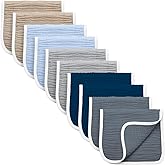 Synrroe Burp Cloths Large, Muslin Burp Cloths for Baby Girls and Boys, Pack of 10 Extra Absorbent and Soft Muslin, 6 Layers 20 by 10 Inches 100% Cotton (Mix 10 Pack)
