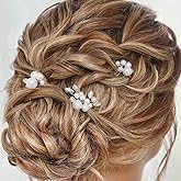Heread Pearl Bride Wedding Hair Pins Crystal Bridal Headpiece Hair Accessories for Women and Girls (Pack of 3) (Silver)
