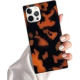 Omorro Compatible with iPhone 16 Pro Max Rectangle Case for Women Girls Bling Glossy Leopard Tortoise Shell Pattern Luxury Amber Edge Flexible Soft Protective Cover Girly