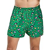 Cinvik Mens Boxers Premium 100% Cotton Soft Loose Pajama Plaid Sleep Shorts Male Short Leg Funny Boxers Small Medium Large