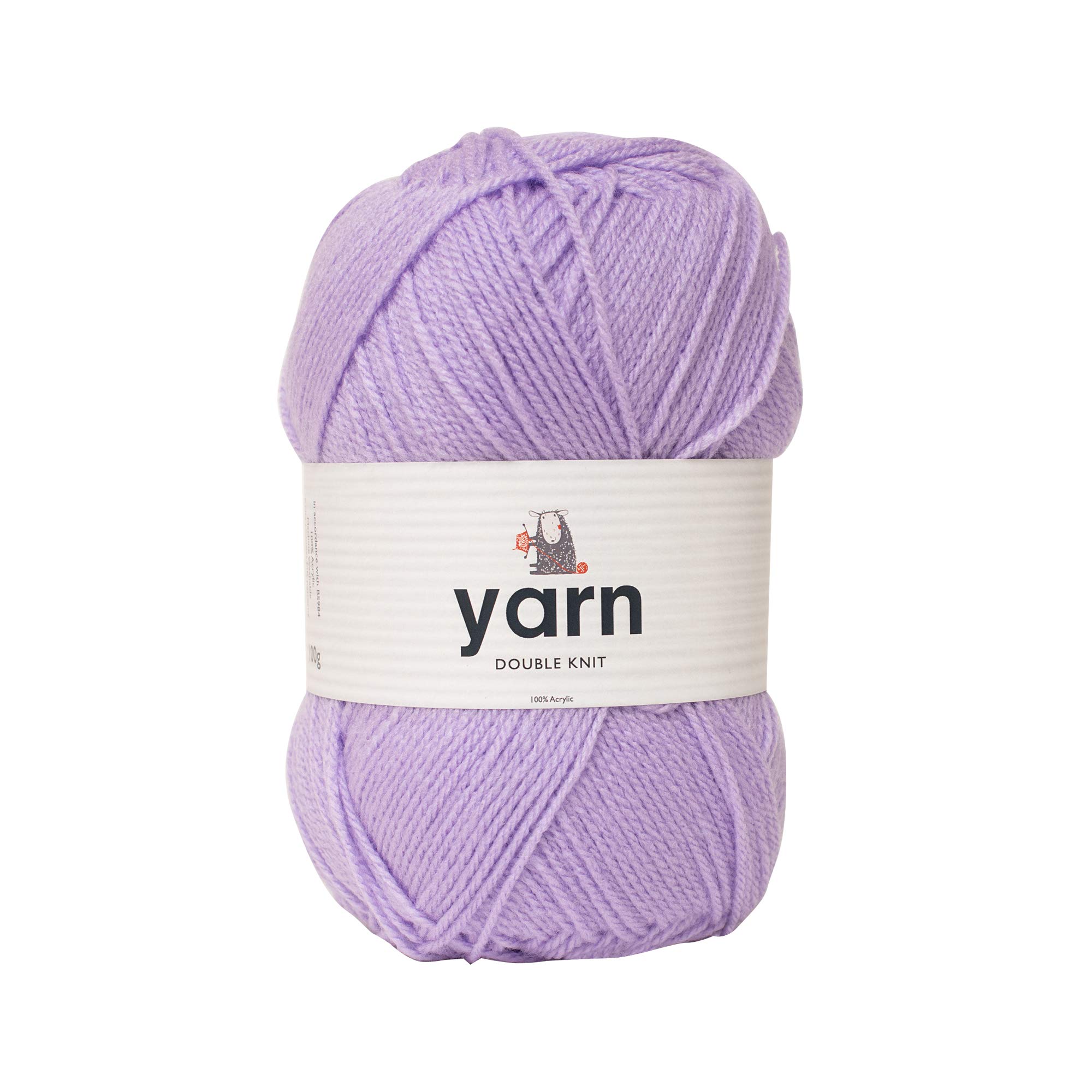 KORBOND DK Lilac Yarn - 100g Acrylic Wool - Lightweight, Hypoallergenic & Durable Double Knit Crochet Yarn Knitting Wool (290m Total)