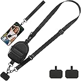 FLOLUVZ Clip and Go Strap for Phone with Wallet Crossbody, Adjustable Phone Lanyard with Cell Phone Wrist Strap & Tether Tab