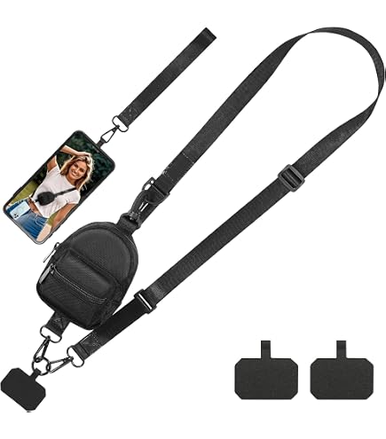 YFWE Phone Strap Crossbody With RFID Wristlet Wallet – Clip And Go Strap For Phone, Black/White Combo