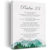 Christian Canvas Wall Art Psalm 23 the Lord is My Shepherd Canvas Print Positive Scripture Canvas Painting Home Bedroom Wall Decor Framed Baptism Gift 12x15 Inch